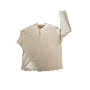 Vintage 90's Eddie Bauer Men's Oat Waffle Knit Cotton Henley Thermal Top XXL NWT